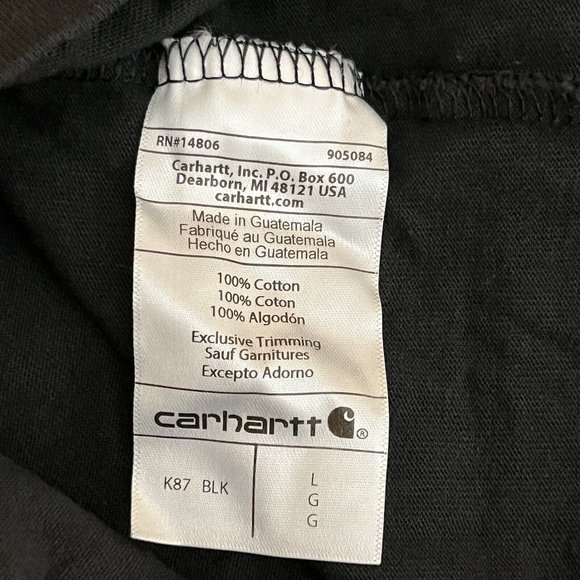 Carhartt Pocket T-Shirt Mens Large Short Sleeve Loose Fit Logo Crew Neck Black - Picture 7 of 8